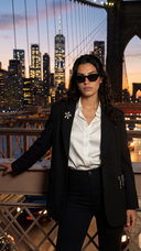 Blazer donna con spille gioiello