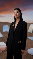 Blazer donna con patch drago ricamato sul retro