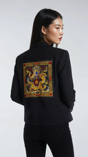 Blazer donna con patch drago ricamato sul retro