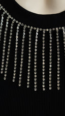 Canotta donna con frange in strass effetto collana