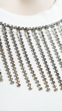 Canotta donna con frange in strass effetto collana