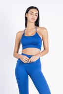 Completo Navy Blue – Side View: elegant navy activewear for women