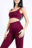 Close-up of seamless Completo Push Up Burgundy leggings and top