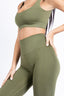 Close-up of waistband – Leggings Push Up Olive Green with tummy control.